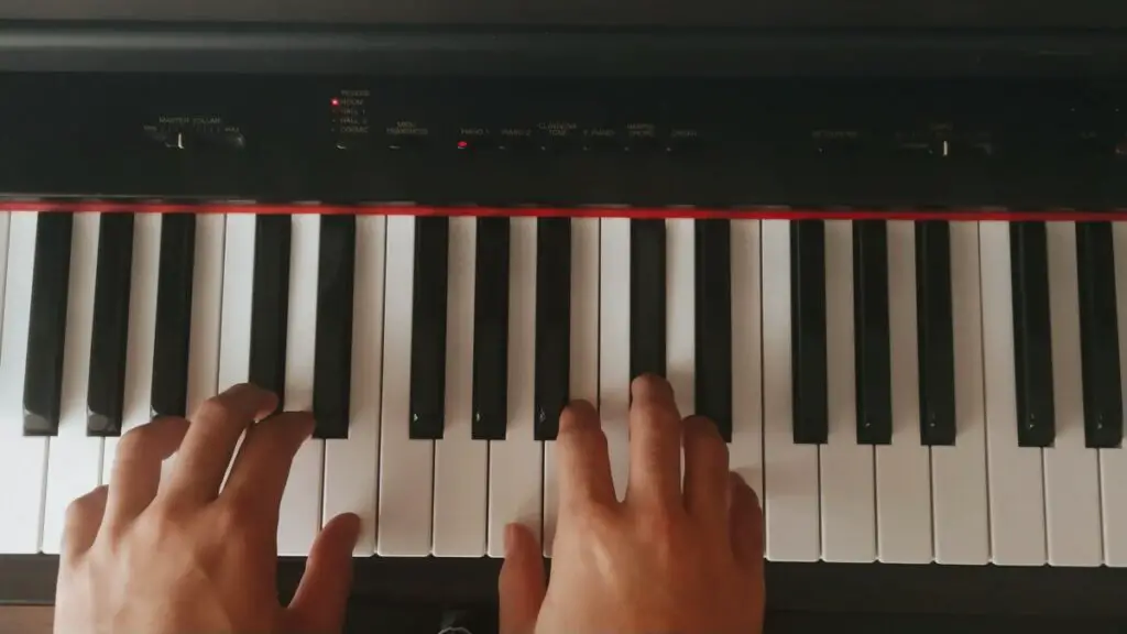 playing a piano scale